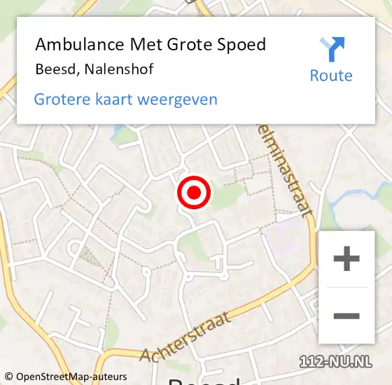 Locatie op kaart van de 112 melding: Ambulance Met Grote Spoed Naar Beesd, Nalenshof op 26 februari 2023 15:24