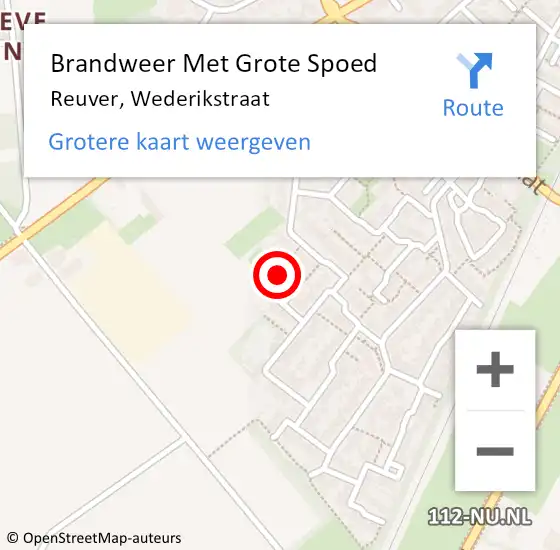 Locatie op kaart van de 112 melding: Brandweer Met Grote Spoed Naar Reuver, Wederikstraat op 26 februari 2023 15:25