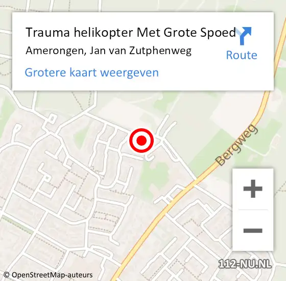 Locatie op kaart van de 112 melding: Trauma helikopter Met Grote Spoed Naar Amerongen, Jan van Zutphenweg op 26 februari 2023 15:28