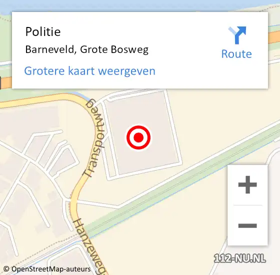 Locatie op kaart van de 112 melding: Politie Barneveld, Grote Bosweg op 26 februari 2023 15:30