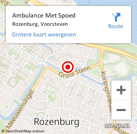 Locatie op kaart van de 112 melding: Ambulance Met Spoed Naar Rozenburg, Voorsteven op 26 februari 2023 15:42