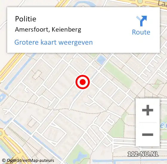 Locatie op kaart van de 112 melding: Politie Amersfoort, Keienberg op 26 februari 2023 15:43