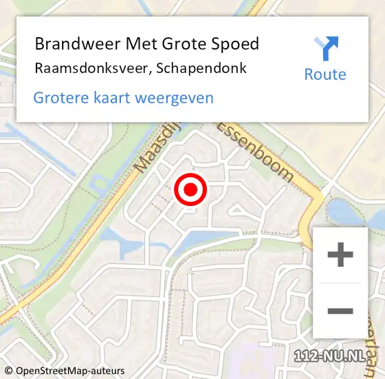 Locatie op kaart van de 112 melding: Brandweer Met Grote Spoed Naar Raamsdonksveer, Schapendonk op 26 februari 2023 15:59