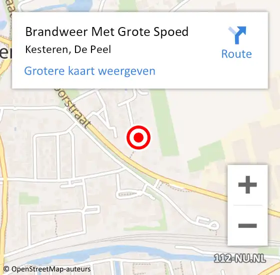 Locatie op kaart van de 112 melding: Brandweer Met Grote Spoed Naar Kesteren, De Peel op 26 februari 2023 16:25