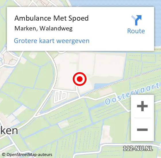 Locatie op kaart van de 112 melding: Ambulance Met Spoed Naar Marken, Walandweg op 26 februari 2023 16:30