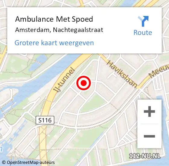 Locatie op kaart van de 112 melding: Ambulance Met Spoed Naar Amsterdam, Nachtegaalstraat op 26 februari 2023 16:40