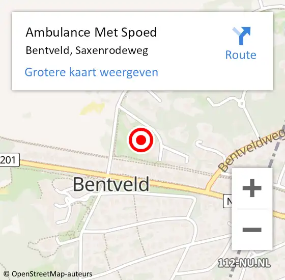 Locatie op kaart van de 112 melding: Ambulance Met Spoed Naar Bentveld, Saxenrodeweg op 26 februari 2023 16:47