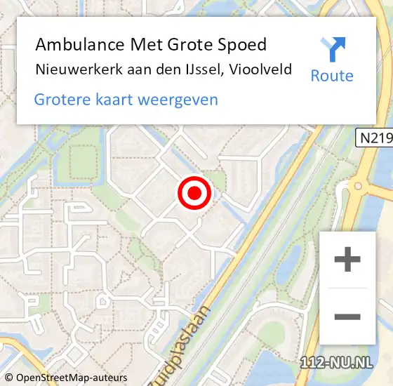 Locatie op kaart van de 112 melding: Ambulance Met Grote Spoed Naar Nieuwerkerk aan den IJssel, Vioolveld op 26 februari 2023 16:53