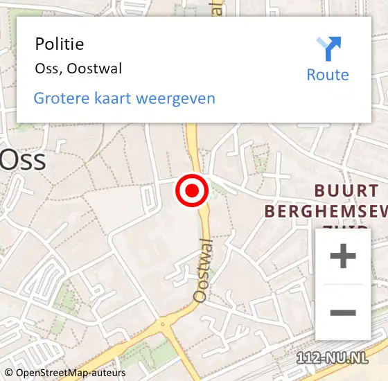 Locatie op kaart van de 112 melding: Politie Oss, Oostwal op 26 februari 2023 17:26