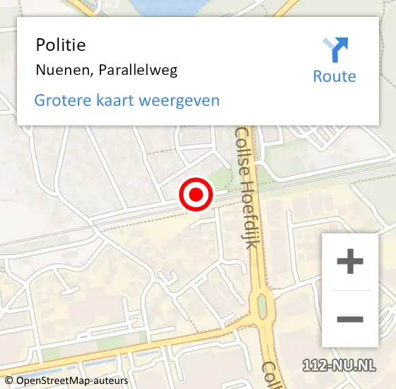 Locatie op kaart van de 112 melding: Politie Nuenen, Parallelweg op 26 februari 2023 17:27