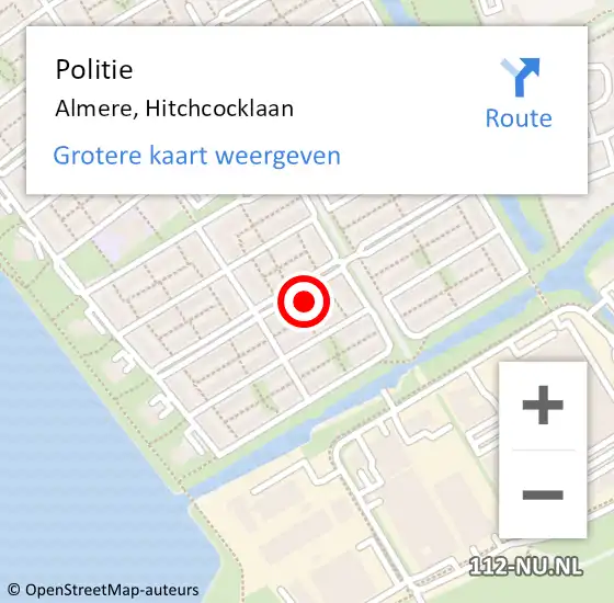 Locatie op kaart van de 112 melding: Politie Almere, Hitchcocklaan op 26 februari 2023 17:30