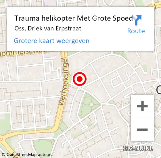 Locatie op kaart van de 112 melding: Trauma helikopter Met Grote Spoed Naar Oss, Driek van Erpstraat op 26 februari 2023 17:41