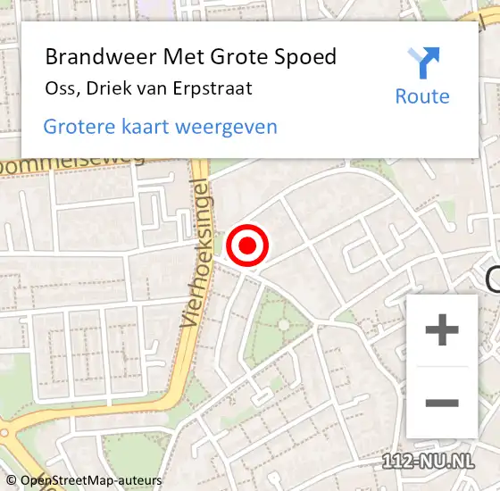 Locatie op kaart van de 112 melding: Brandweer Met Grote Spoed Naar Oss, Driek van Erpstraat op 26 februari 2023 17:42