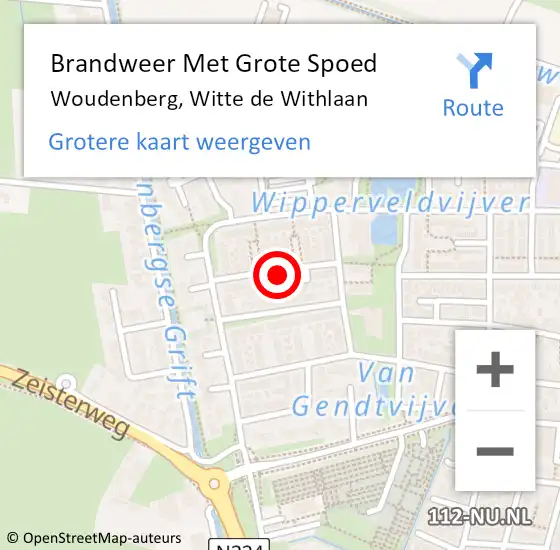 Locatie op kaart van de 112 melding: Brandweer Met Grote Spoed Naar Woudenberg, Witte de Withlaan op 26 februari 2023 18:00