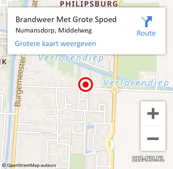 Locatie op kaart van de 112 melding: Brandweer Met Grote Spoed Naar Numansdorp, Middelweg op 26 februari 2023 18:17