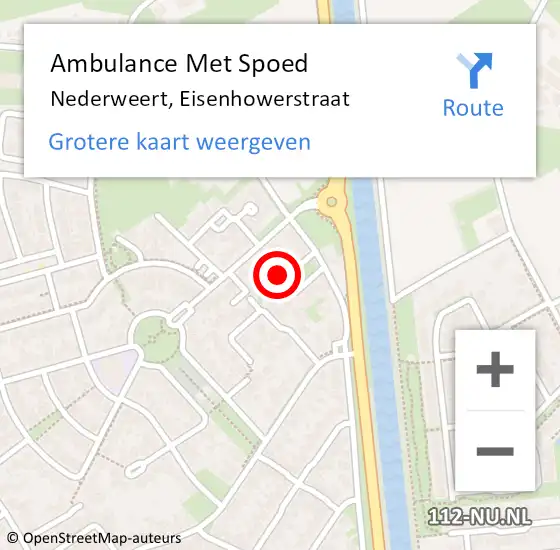 Locatie op kaart van de 112 melding: Ambulance Met Spoed Naar Nederweert, Eisenhowerstraat op 26 februari 2023 18:22