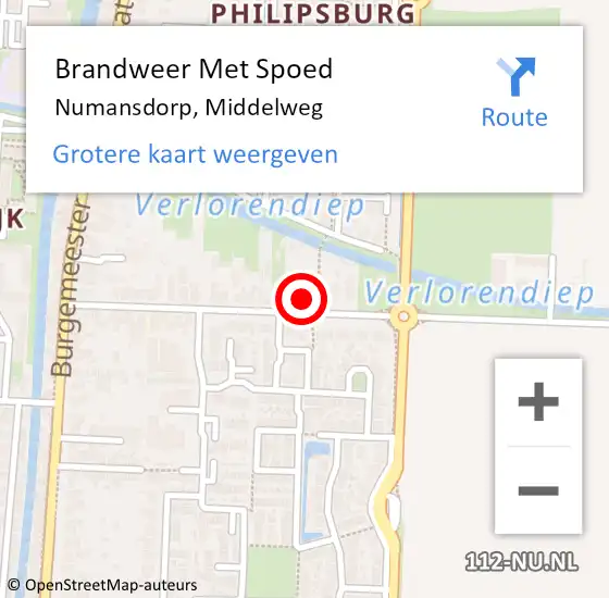 Locatie op kaart van de 112 melding: Brandweer Met Spoed Naar Numansdorp, Middelweg op 26 februari 2023 18:33