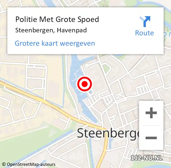 Locatie op kaart van de 112 melding: Politie Met Grote Spoed Naar Steenbergen, Havenpad op 26 februari 2023 18:56