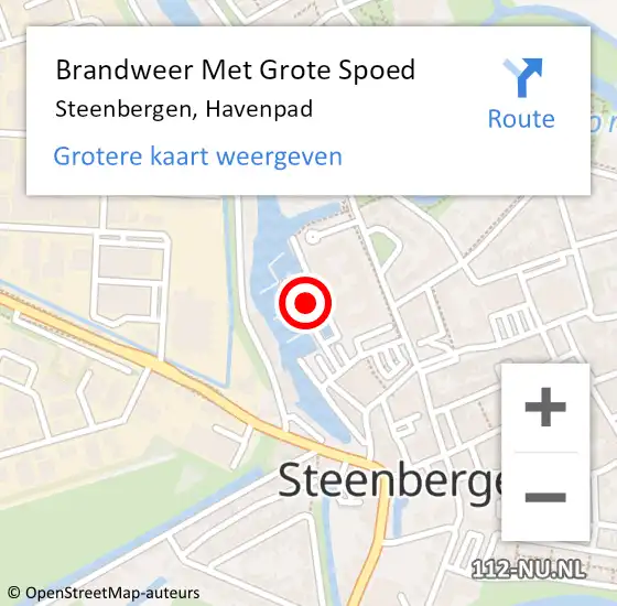 Locatie op kaart van de 112 melding: Brandweer Met Grote Spoed Naar Steenbergen, Havenpad op 26 februari 2023 18:56