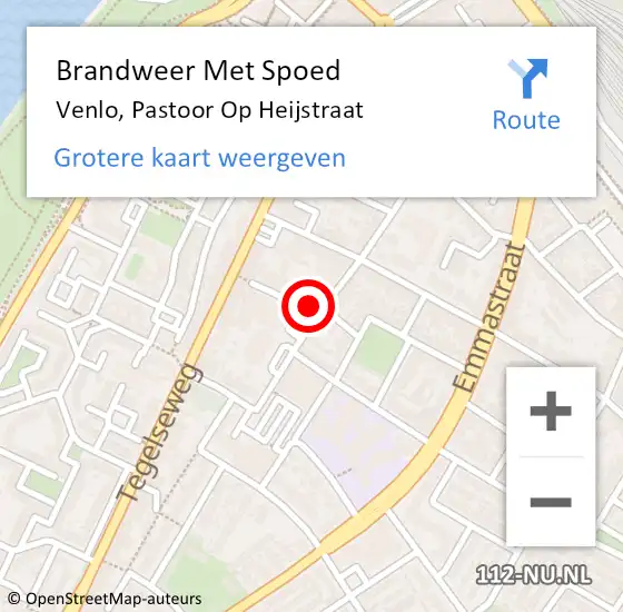 Locatie op kaart van de 112 melding: Brandweer Met Spoed Naar Venlo, Pastoor Op Heijstraat op 26 februari 2023 19:16