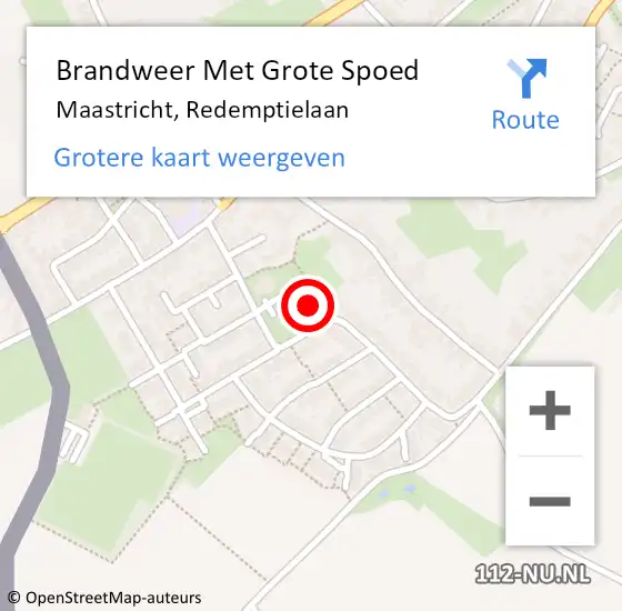 Locatie op kaart van de 112 melding: Brandweer Met Grote Spoed Naar Maastricht, Redemptielaan op 26 februari 2023 19:16