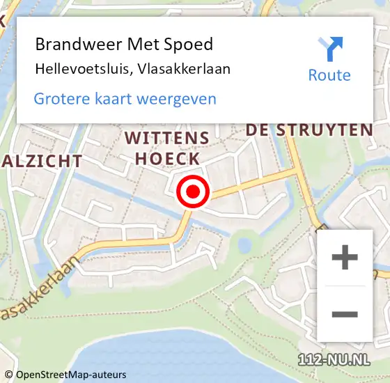 Locatie op kaart van de 112 melding: Brandweer Met Spoed Naar Hellevoetsluis, Vlasakkerlaan op 26 februari 2023 19:20