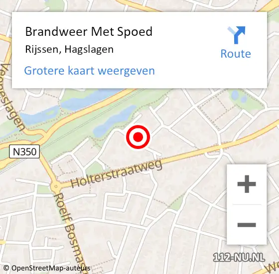 Locatie op kaart van de 112 melding: Brandweer Met Spoed Naar Rijssen, Hagslagen op 26 februari 2023 19:22