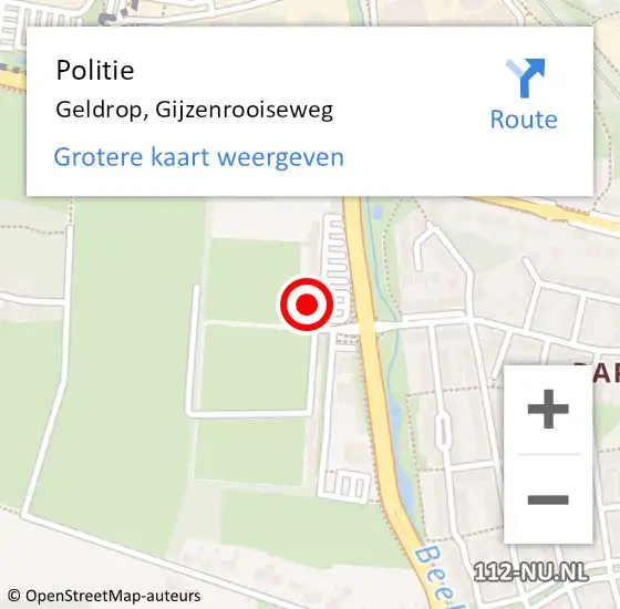 Locatie op kaart van de 112 melding: Politie Geldrop, Gijzenrooiseweg op 26 februari 2023 19:40