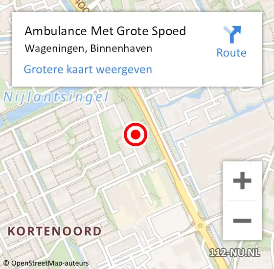 Locatie op kaart van de 112 melding: Ambulance Met Grote Spoed Naar Wageningen, Binnenhaven op 26 februari 2023 19:49