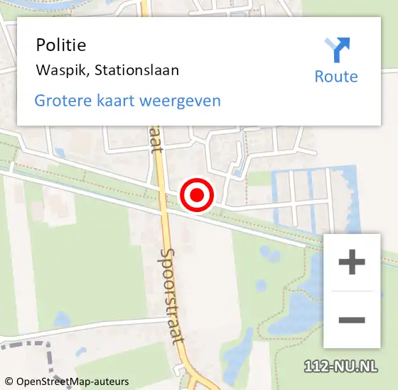 Locatie op kaart van de 112 melding: Politie Waspik, Stationslaan op 26 februari 2023 20:41