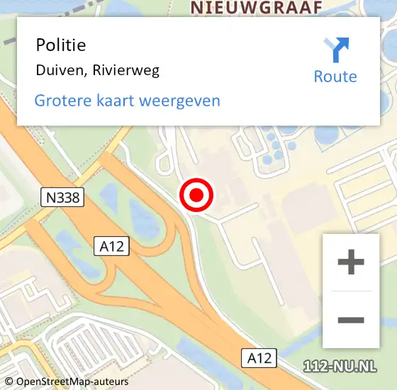 Locatie op kaart van de 112 melding: Politie Duiven, Rivierweg op 26 februari 2023 21:12