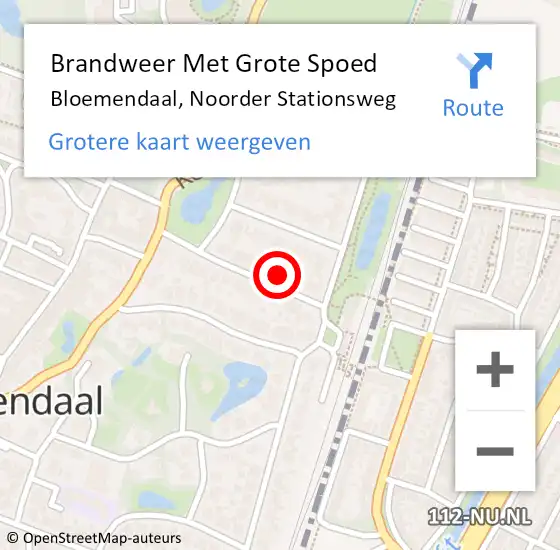 Locatie op kaart van de 112 melding: Brandweer Met Grote Spoed Naar Bloemendaal, Noorder Stationsweg op 26 februari 2023 21:14