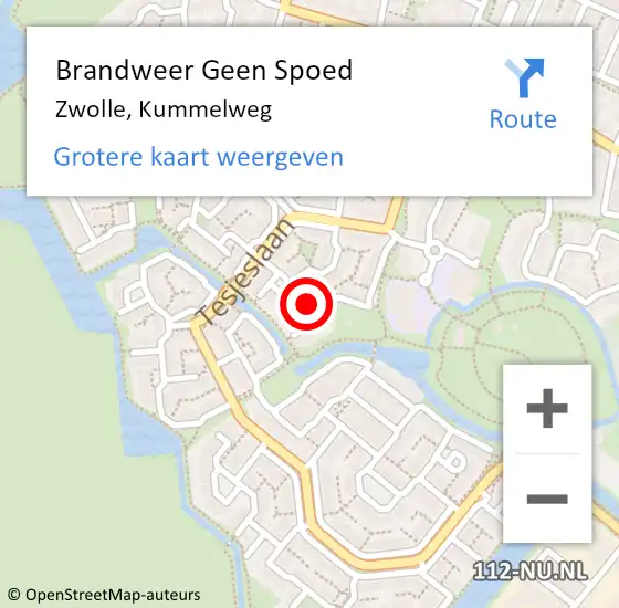 Locatie op kaart van de 112 melding: Brandweer Geen Spoed Naar Zwolle, Kummelweg op 26 februari 2023 21:29