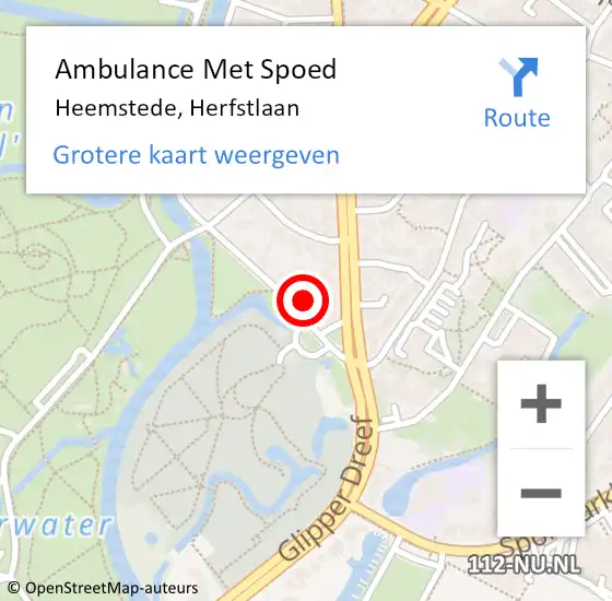 Locatie op kaart van de 112 melding: Ambulance Met Spoed Naar Heemstede, Herfstlaan op 26 februari 2023 21:47