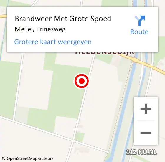 Locatie op kaart van de 112 melding: Brandweer Met Grote Spoed Naar Meijel, Trinesweg op 26 februari 2023 21:52