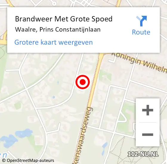 Locatie op kaart van de 112 melding: Brandweer Met Grote Spoed Naar Waalre, Prins Constantijnlaan op 26 februari 2023 22:27