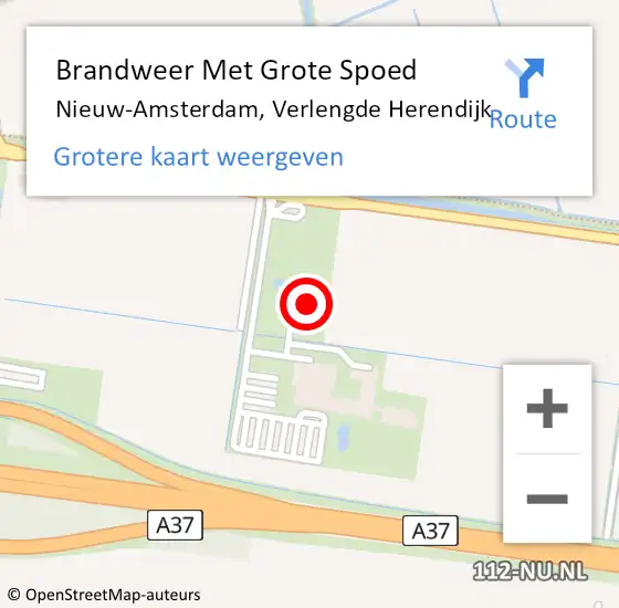 Locatie op kaart van de 112 melding: Brandweer Met Grote Spoed Naar Nieuw-Amsterdam, Verlengde Herendijk op 26 februari 2023 22:34