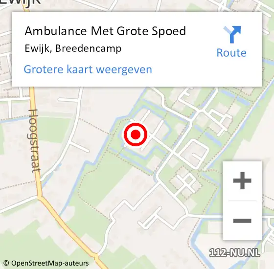 Locatie op kaart van de 112 melding: Ambulance Met Grote Spoed Naar Ewijk, Breedencamp op 26 februari 2023 22:40