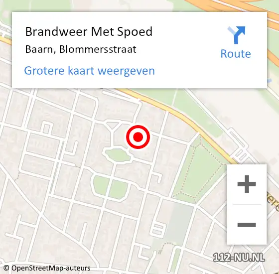 Locatie op kaart van de 112 melding: Brandweer Met Spoed Naar Baarn, Blommersstraat op 26 februari 2023 23:00