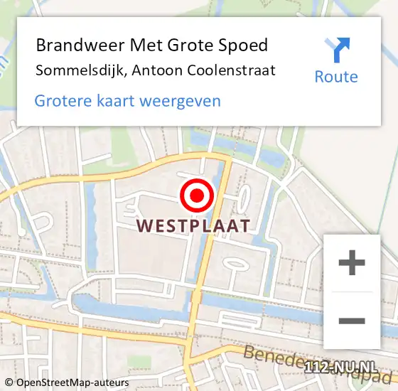 Locatie op kaart van de 112 melding: Brandweer Met Grote Spoed Naar Sommelsdijk, Antoon Coolenstraat op 11 oktober 2013 18:10