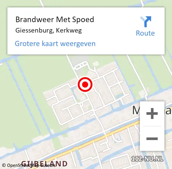 Locatie op kaart van de 112 melding: Brandweer Met Spoed Naar Giessenburg, Kerkweg op 26 februari 2023 23:20