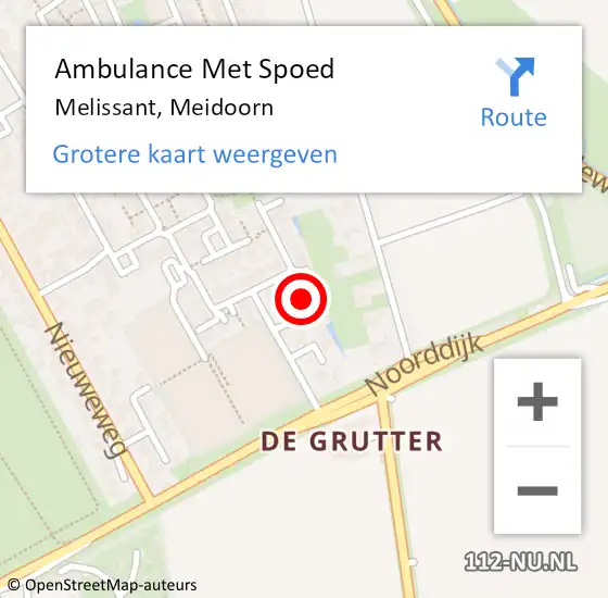 Locatie op kaart van de 112 melding: Ambulance Met Spoed Naar Melissant, Meidoorn op 26 februari 2023 23:57