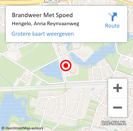 Locatie op kaart van de 112 melding: Brandweer Met Spoed Naar Hengelo, Anna Reynvaanweg op 27 februari 2023 00:23