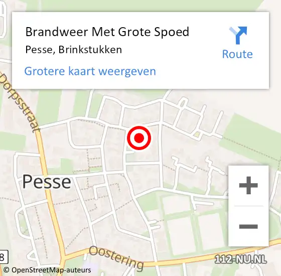 Locatie op kaart van de 112 melding: Brandweer Met Grote Spoed Naar Pesse, Brinkstukken op 27 februari 2023 00:30