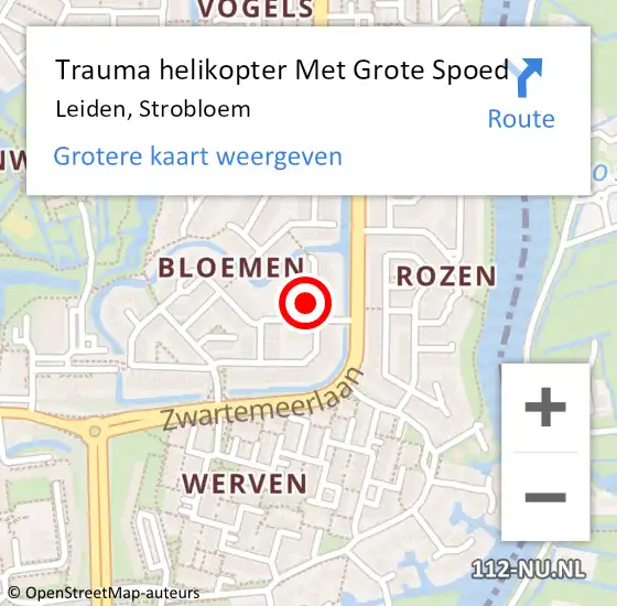 Locatie op kaart van de 112 melding: Trauma helikopter Met Grote Spoed Naar Leiden, Strobloem op 27 februari 2023 01:09