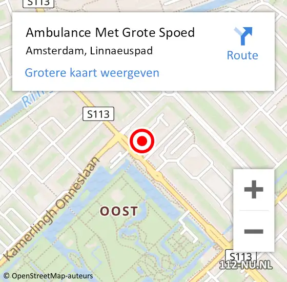 Locatie op kaart van de 112 melding: Ambulance Met Grote Spoed Naar Amsterdam, Linnaeuspad op 27 februari 2023 01:16