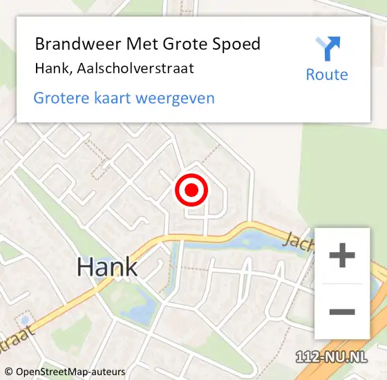 Locatie op kaart van de 112 melding: Brandweer Met Grote Spoed Naar Hank, Aalscholverstraat op 27 februari 2023 02:52