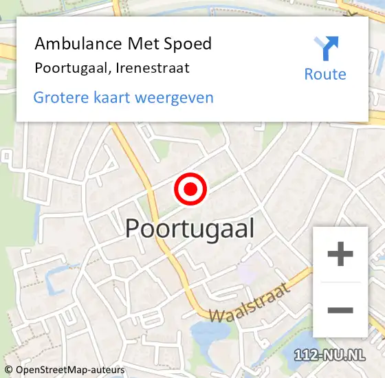 Locatie op kaart van de 112 melding: Ambulance Met Spoed Naar Poortugaal, Irenestraat op 27 februari 2023 03:23