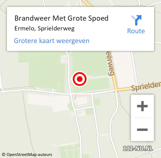 Locatie op kaart van de 112 melding: Brandweer Met Grote Spoed Naar Ermelo, Sprielderweg op 27 februari 2023 04:25