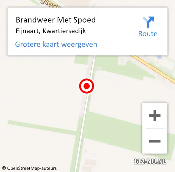 Locatie op kaart van de 112 melding: Brandweer Met Spoed Naar Fijnaart, Kwartiersedijk op 27 februari 2023 05:31